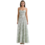 Floral Jacquard Maxi Gown with Corset Back