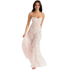 Floral Jacquard Maxi Gown with Corset Back