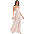 Floral Jacquard Maxi Gown with Corset Back