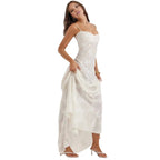 Floral Jacquard Maxi Gown with Corset Back