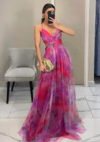 Gradient Maxi Dress with Crossover Bodice