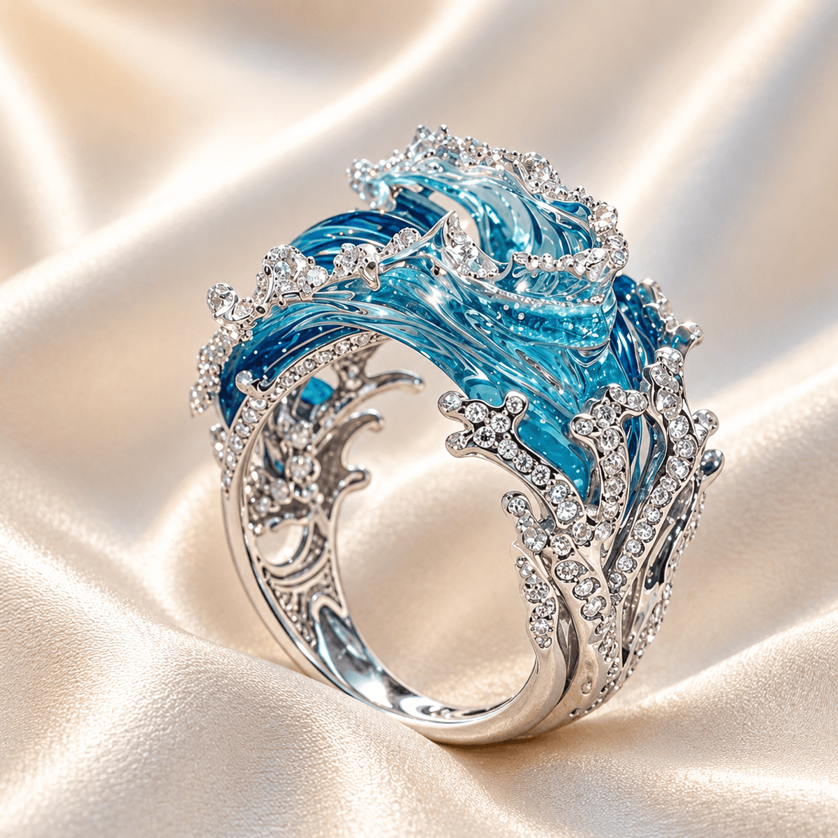 Ocean inspired silver ring