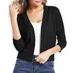 Open front cropped cardigan sweater