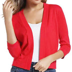 Open front cropped cardigan sweater