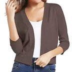 Open front cropped cardigan sweater