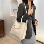 Vegan leather shoulder tote bag