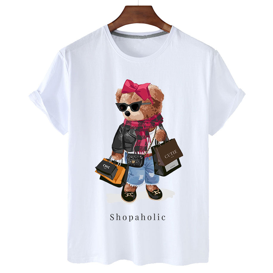 Shopaholic Bear Short Sleeve Graphic Tee Organic Cotton